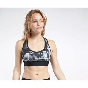 Reebok MYT Low-impact Printed Sports bra Sz Small Black/White